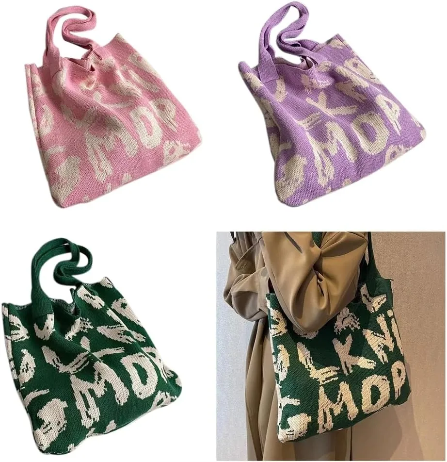 Fashion Knitted Shoulder Bag Elegant Bag Casual Large Capacity Handbag Women Purse Breathable and Comfortable