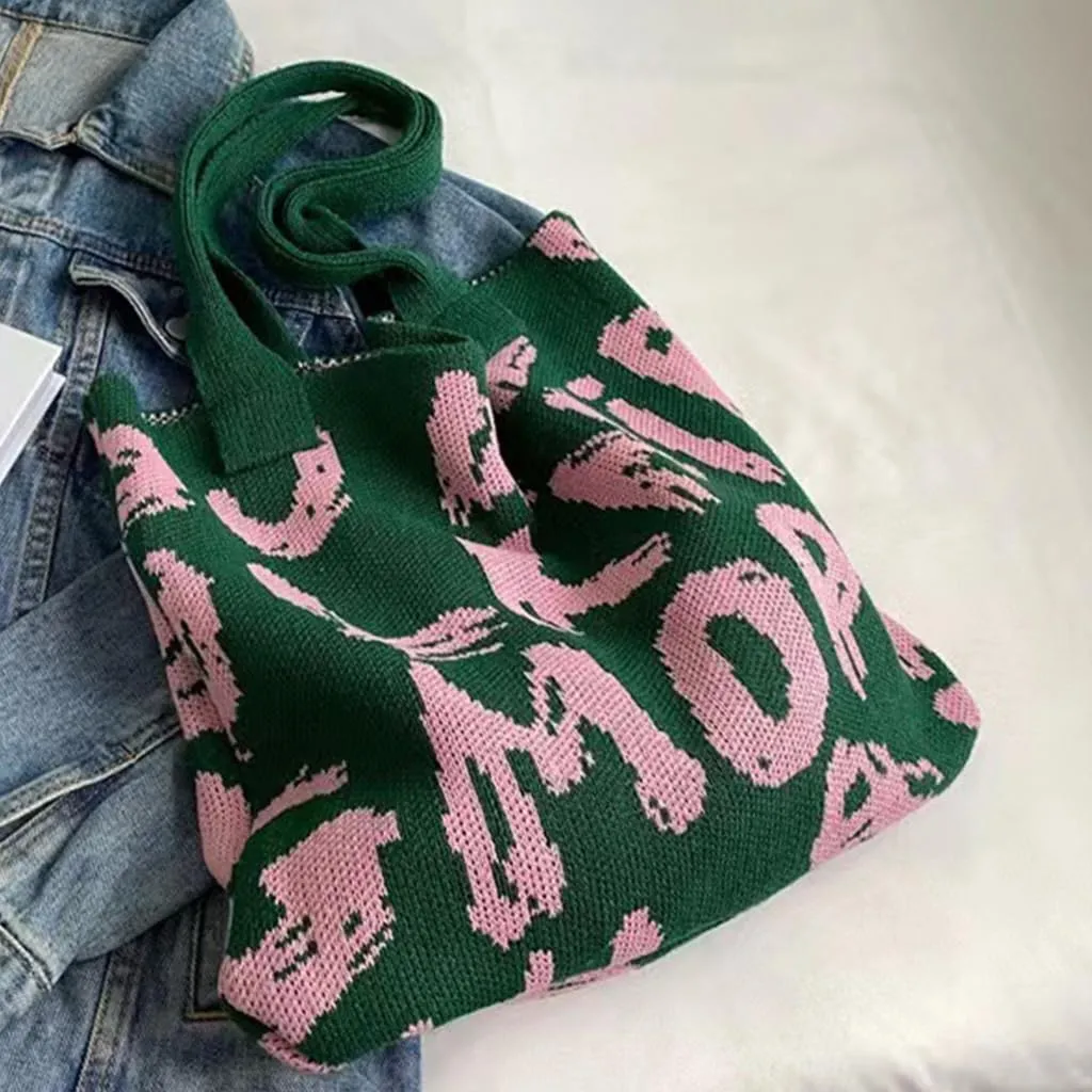Fashion Knitted Shoulder Bag Elegant Bag Casual Large Capacity Handbag Women Purse Breathable and Comfortable