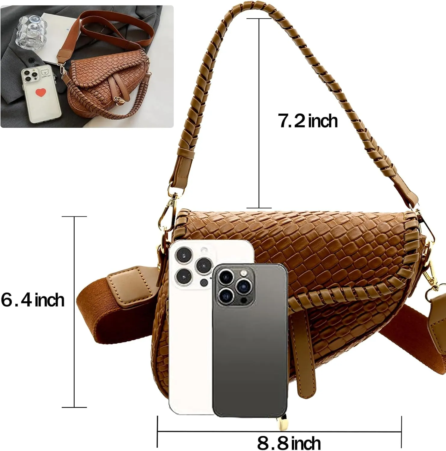 fashion women saddle shoulder bag clutch purse small crossbody satchel handbag woven imitation crocodile leather bag