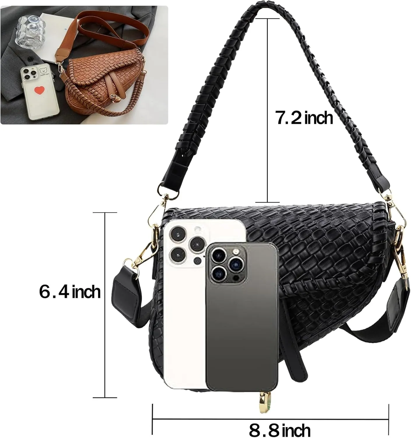 fashion women saddle shoulder bag clutch purse small crossbody satchel handbag woven imitation crocodile leather bag