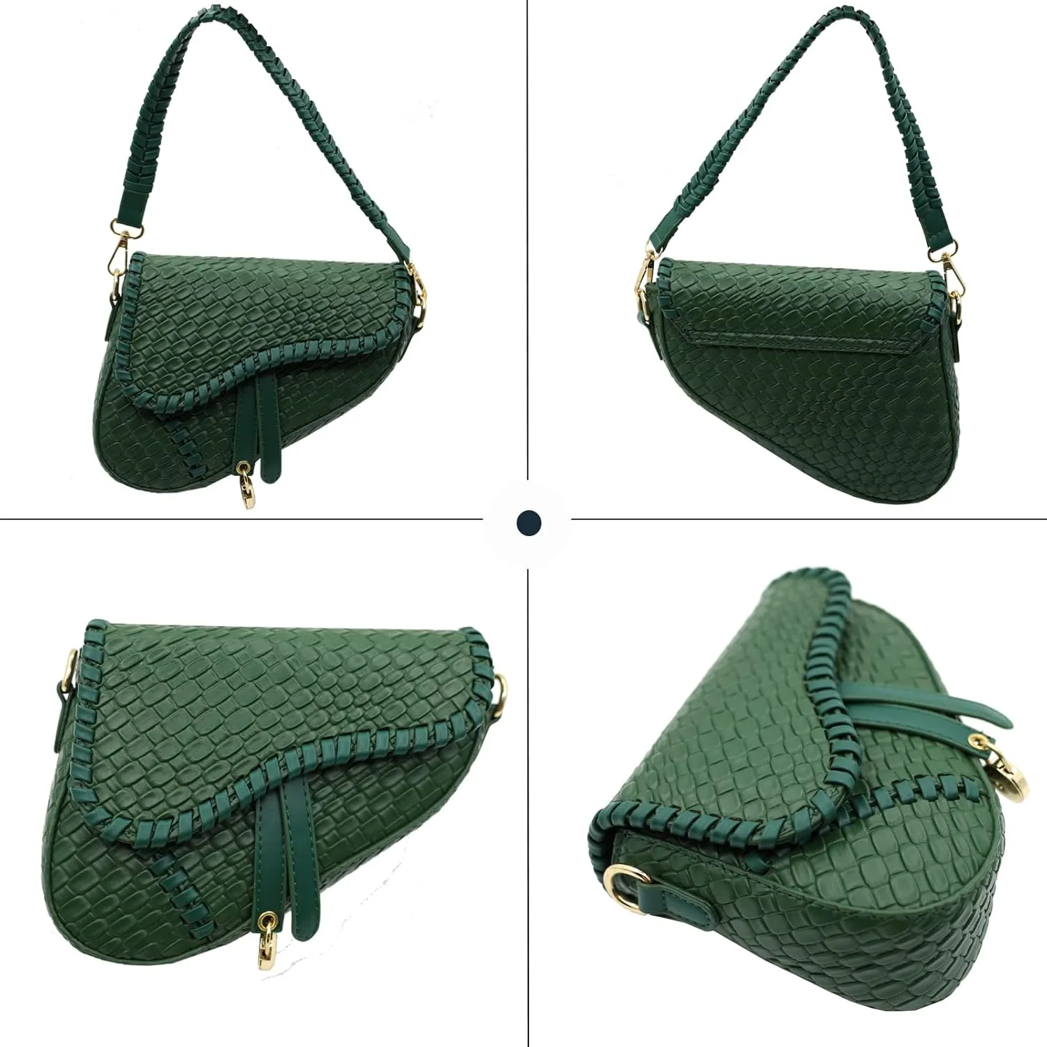 fashion women saddle shoulder bag clutch purse small crossbody satchel handbag woven imitation crocodile leather bag