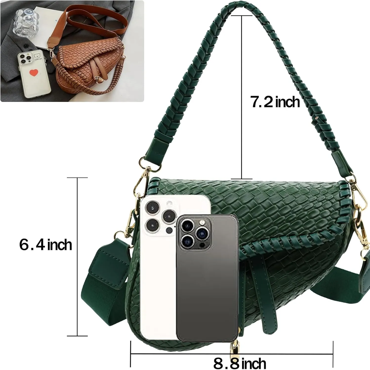 fashion women saddle shoulder bag clutch purse small crossbody satchel handbag woven imitation crocodile leather bag