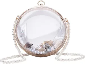 Fashionable Pearl Handbag Women's Chain Bag Shoulder Bag Tote Small Spherical for Beach Shopping