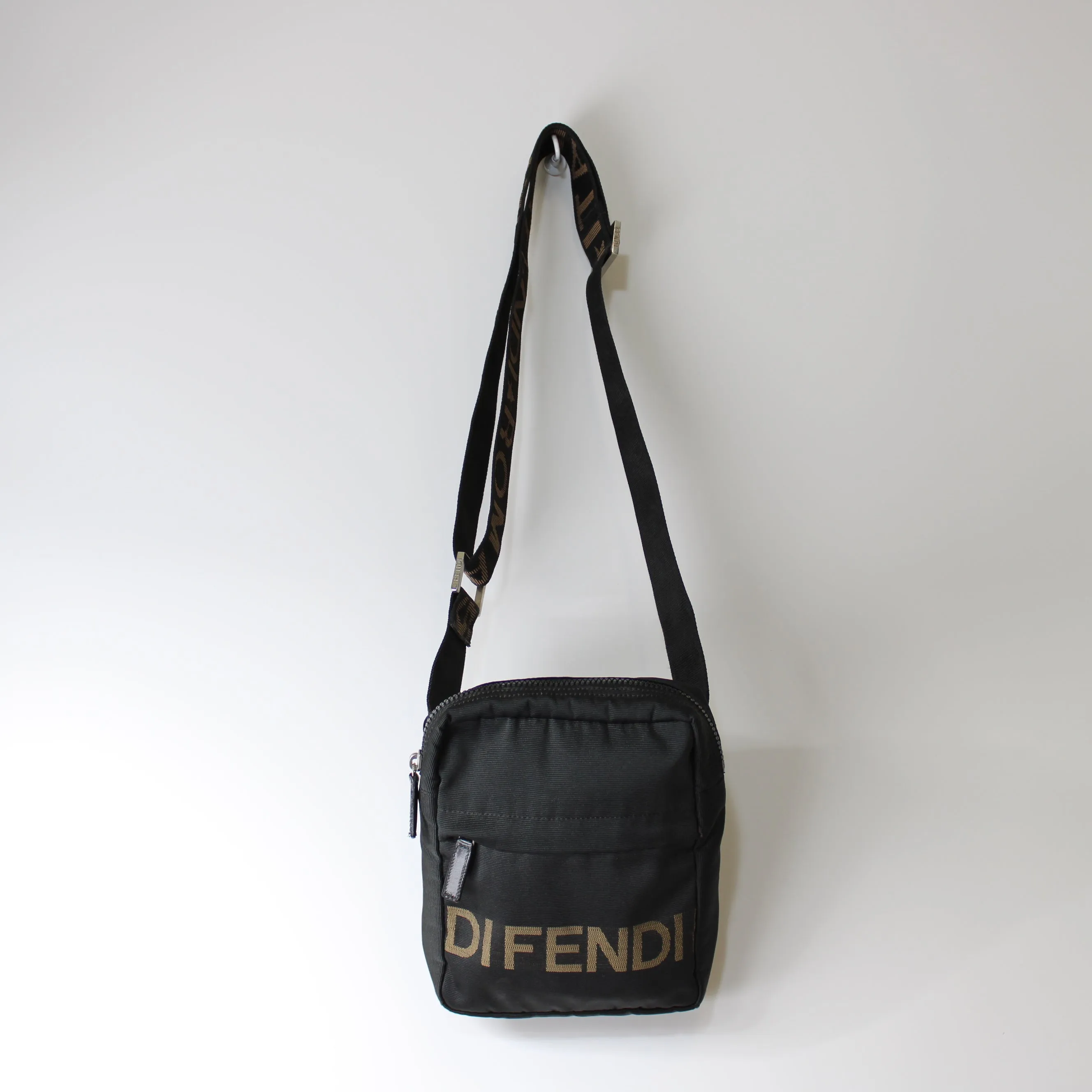 Fendi Black 1925 Roma Logo Crossbody Waist Bag