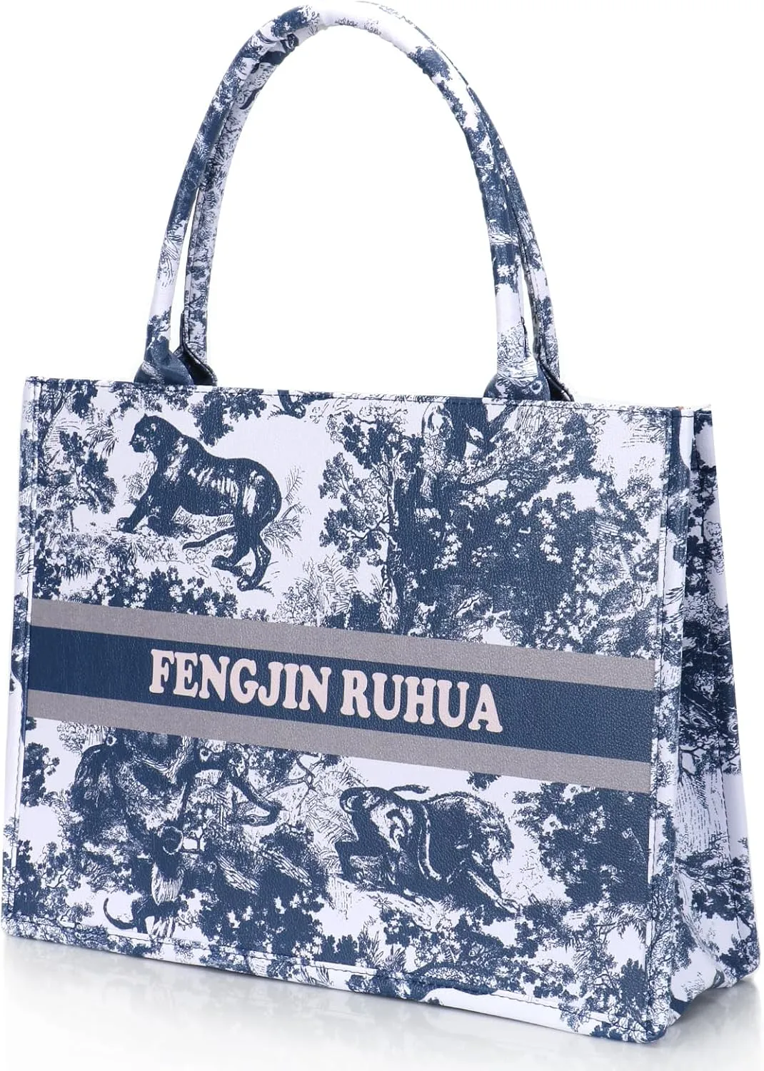 FENGJINRUHUA Women's Fashion Large Luxury Painted Tote Bag Leather Shoulder Bags Capacity Embroidery Retro Exquisite Handbag