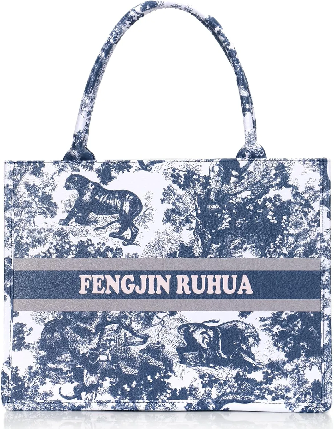 FENGJINRUHUA Women's Fashion Large Luxury Painted Tote Bag Leather Shoulder Bags Capacity Embroidery Retro Exquisite Handbag