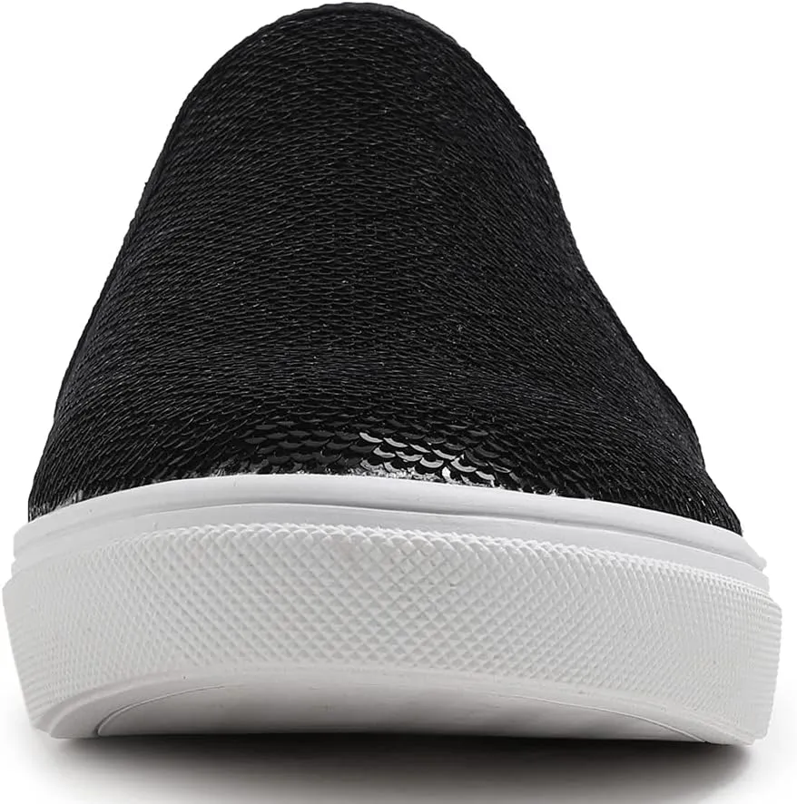 FEVERSOLE Women's Fashion Sparkle Sequin Embellished Sneaker Party Holiday Casual Shoes