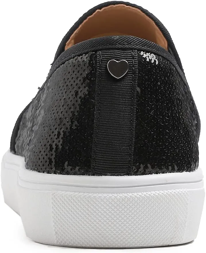 FEVERSOLE Women's Fashion Sparkle Sequin Embellished Sneaker Party Holiday Casual Shoes