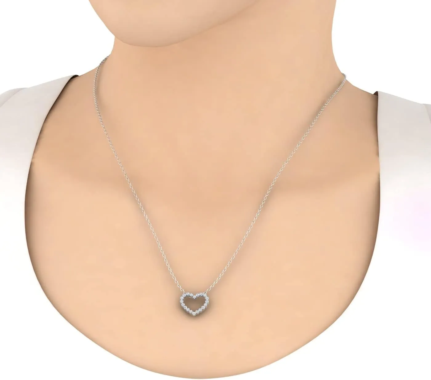 FINEROCK 1/4 to 1 Carat Diamond Heart Pendant Necklace in 14K Gold or in Platinum (Silver Chain Included) (I1-I2 Clarity)
