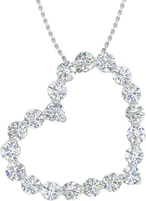FINEROCK 1/4 to 1 Carat Diamond Heart Pendant Necklace in 14K Gold or in Platinum (Silver Chain Included) (I1-I2 Clarity)