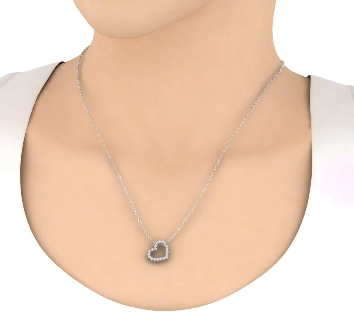 FINEROCK 1/4 to 1 Carat Diamond Heart Pendant Necklace in 14K Gold or in Platinum (Silver Chain Included) (I1-I2 Clarity)