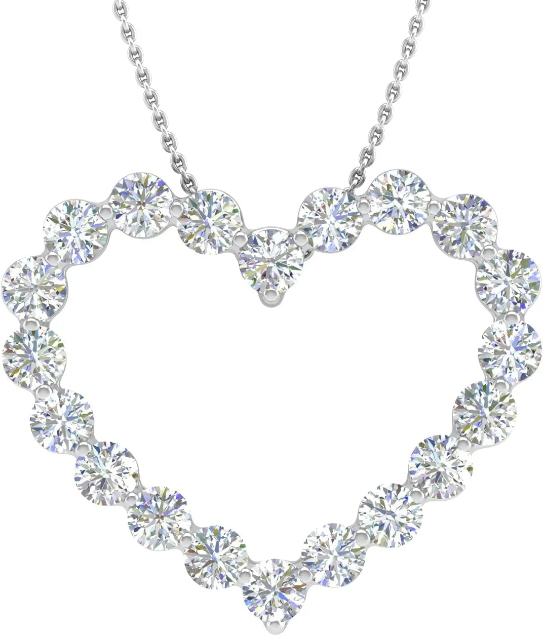 FINEROCK 1/4 to 1 Carat Diamond Heart Pendant Necklace in 14K Gold or in Platinum (Silver Chain Included) (I1-I2 Clarity)