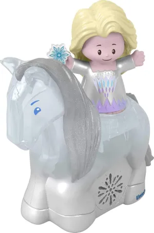 Fisher-Price Little People Toddler Toys Disney Frozen Elsa & Nokk Figure Set with Lights & Sounds for Preschool Pretend Play Kids Ages 18  Months