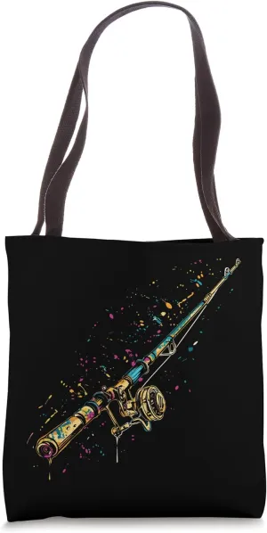 Fishing Rod Color Graffiti Tote Bag