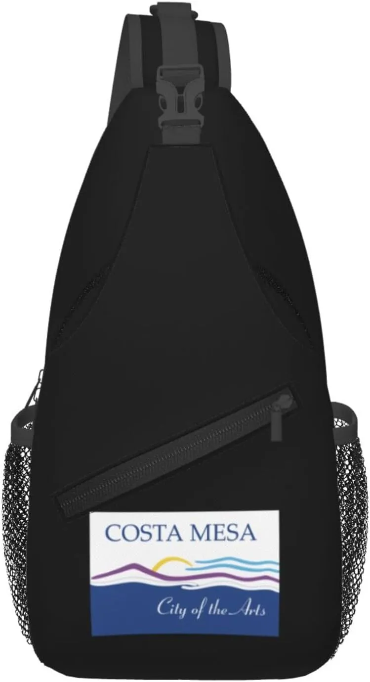 Flag Of Costa Mesa, California Crossbody Bags For Women Men Chest Backpack Gym Shoulder Bag Travel Outdoor Sports Casual Crossbody Bags