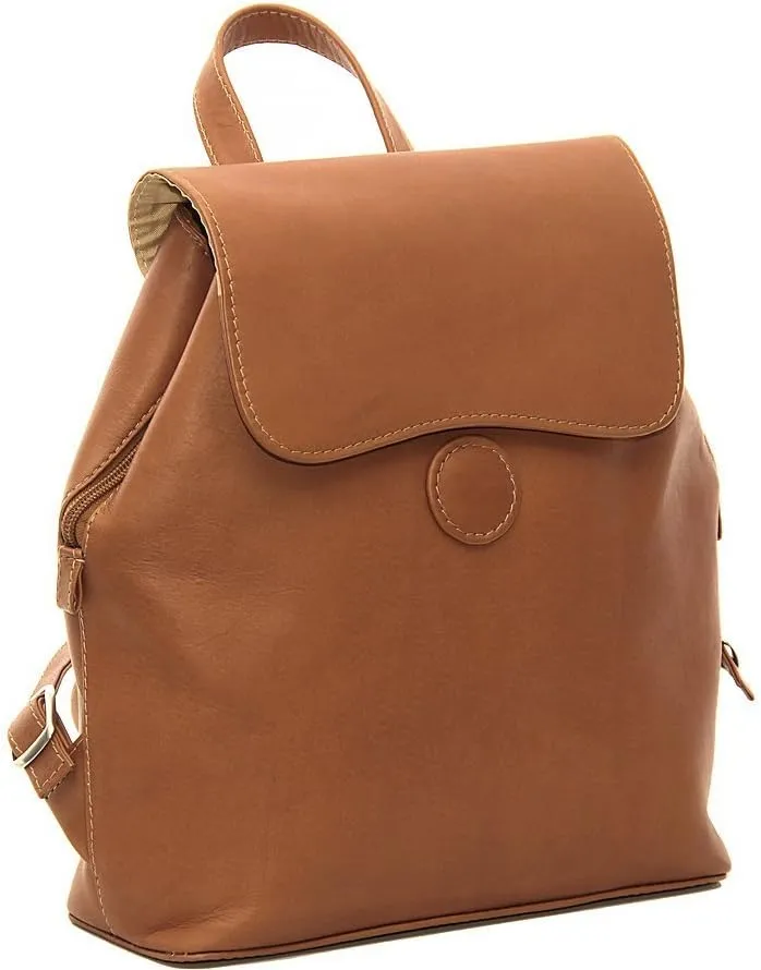 Flap-Over Button Backpack, Saddle, One Size