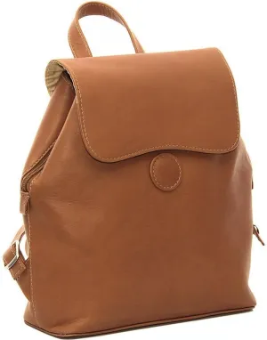 Flap-Over Button Backpack, Saddle, One Size