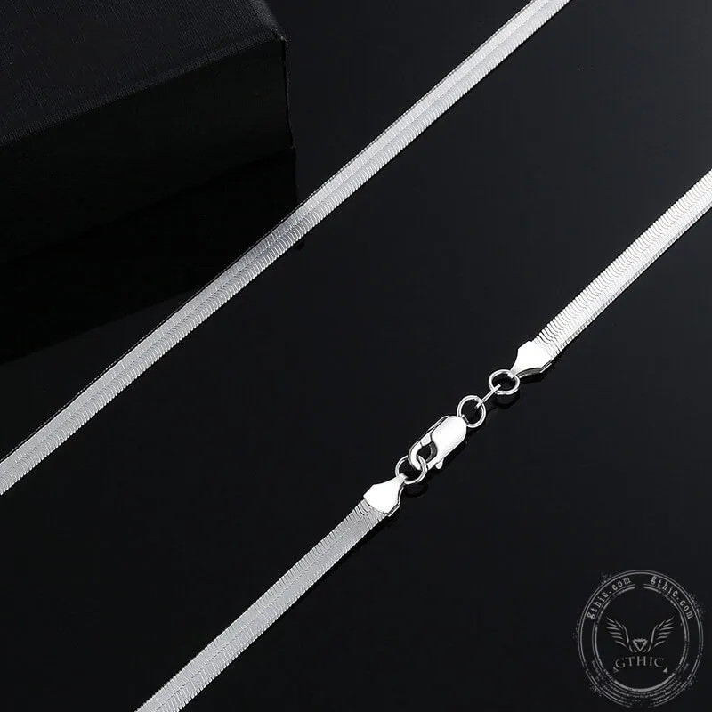 Flat Snake Chain Sterling Silver Necklace