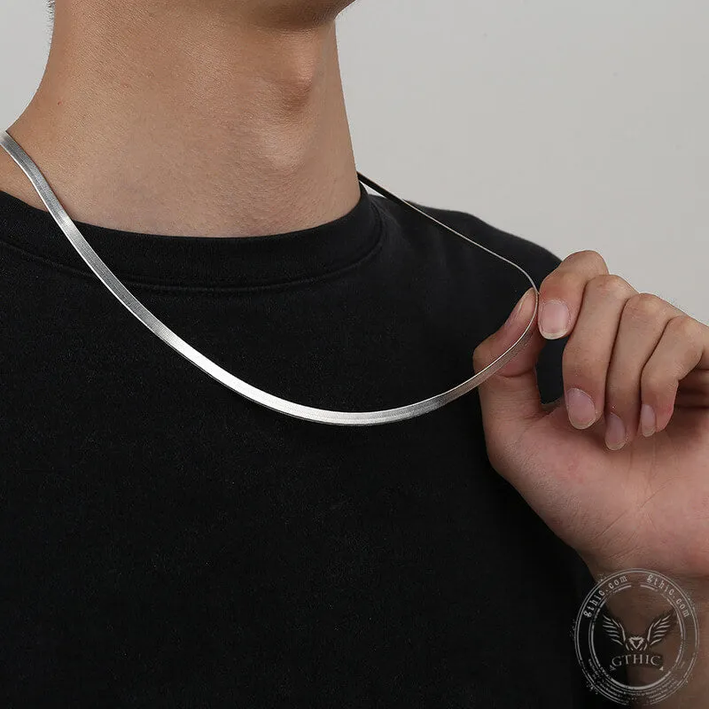 Flat Snake Chain Sterling Silver Necklace