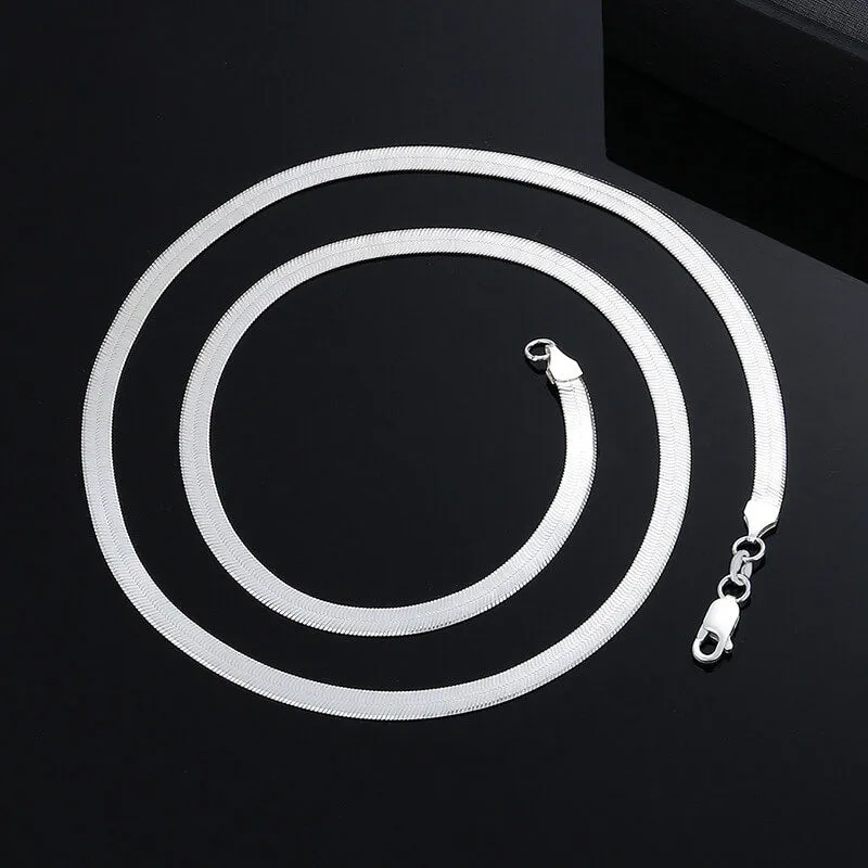 Flat Snake Chain Sterling Silver Necklace