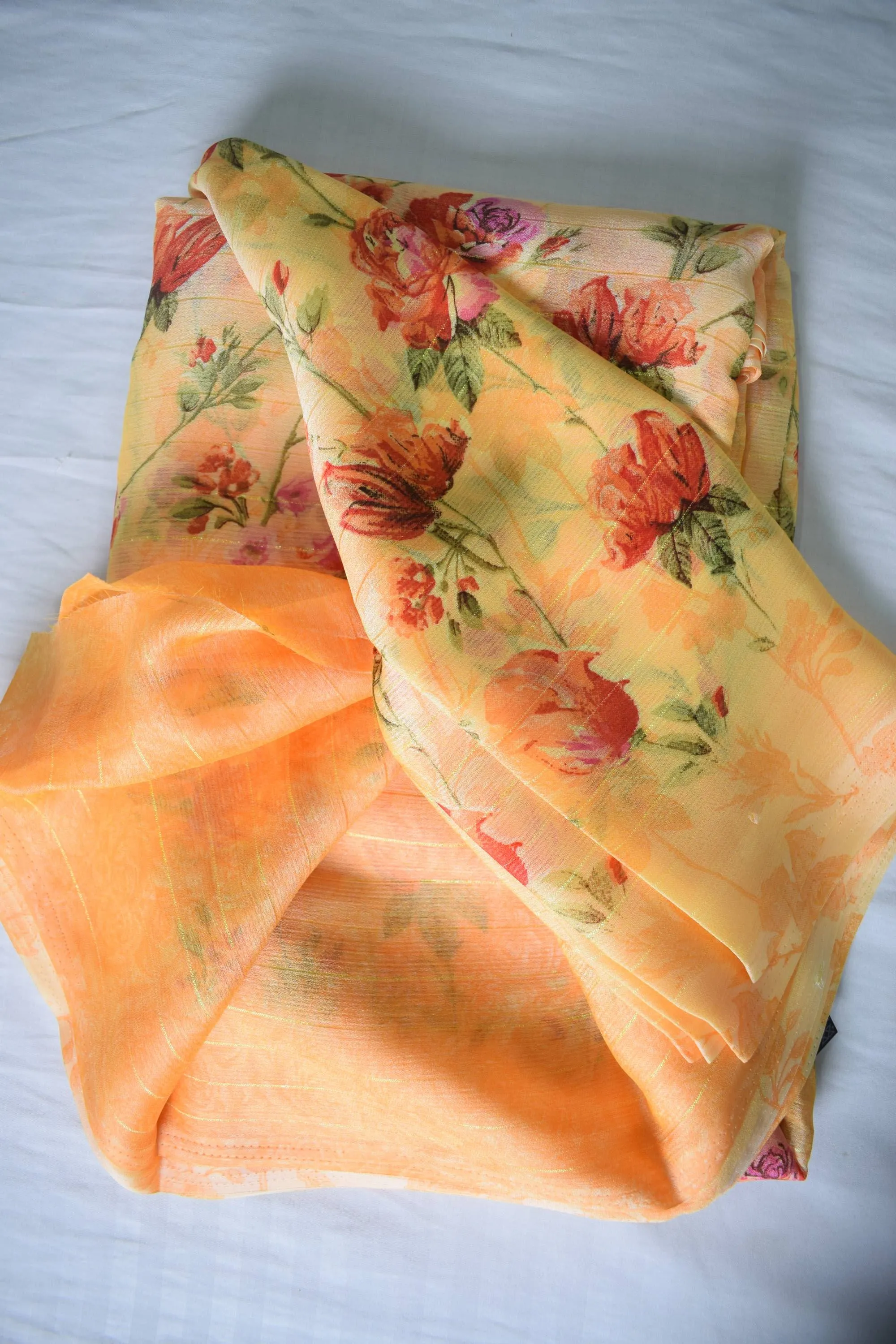 Floral Design Printed Crepe Saree