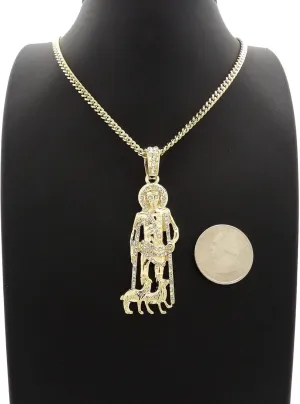 For ICED BLING SAN LAZARO PENDANT WITH 3mm 24" CUBAN CHAIN* Model-SRT-75
