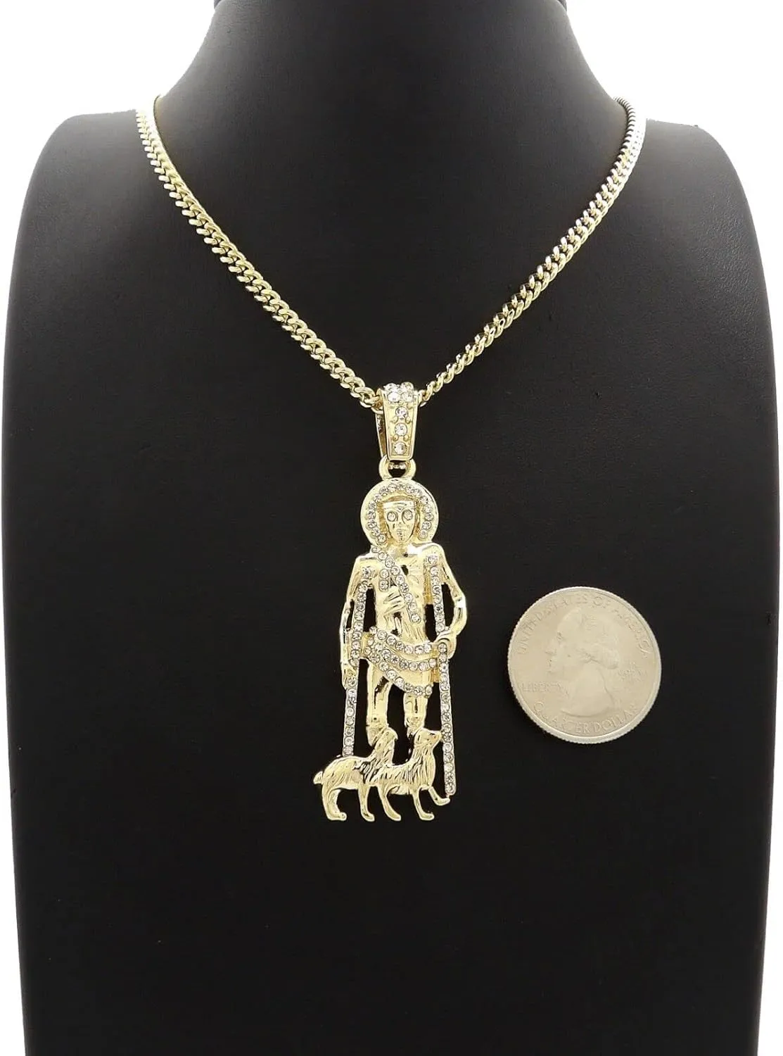 For ICED BLING SAN LAZARO PENDANT WITH 3mm 24" CUBAN CHAIN* Model-SRT-75