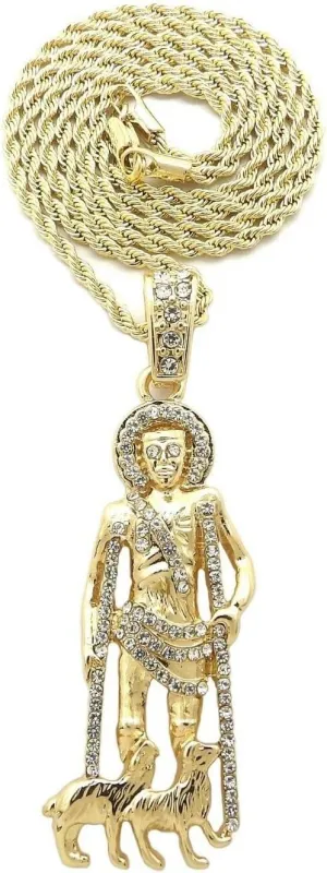For SAN LAZARO PENDANT WITH 20" ROPE CHAIN 14K GOLD PLATED Model-SRT-102