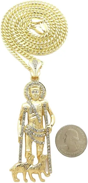 For SAN LAZARO PENDANT WITH 24" CUBAN CHAIN 14K GOLD PLATED Model-SRT-435