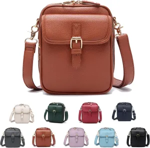 Forcipower Crossbody Leather Bag, Mini Messenger Shoulder Handbag, Zealburst Small Cell Phone Purse Wallet for Women