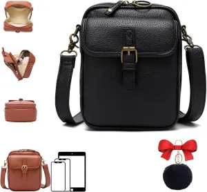 Forcipower Crossbody Leather Bag, Zealburst Leather Crossbody Bags for Women, 10 Card Slots, Lockable Zipper