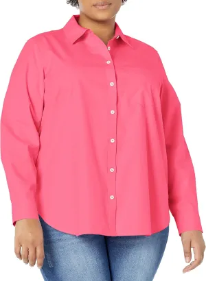 Foxcroft Women's Boyfriend Long Sleeve Solid Pinpoint Shirt
