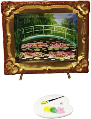 Framed Monet Japanese Footbridge with Removable Pallette Limoges Box Figurine