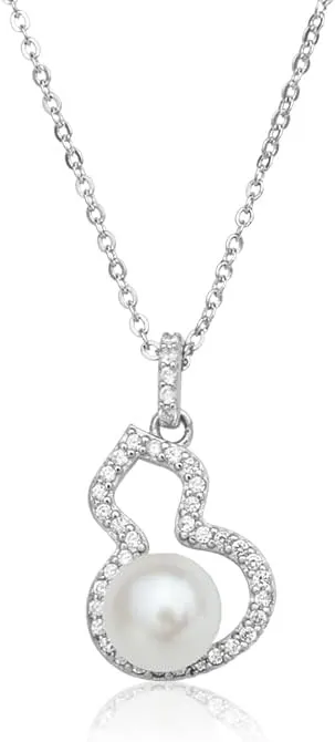 Freshwater Pearl Pendant Sterling Silver Necklace for Women