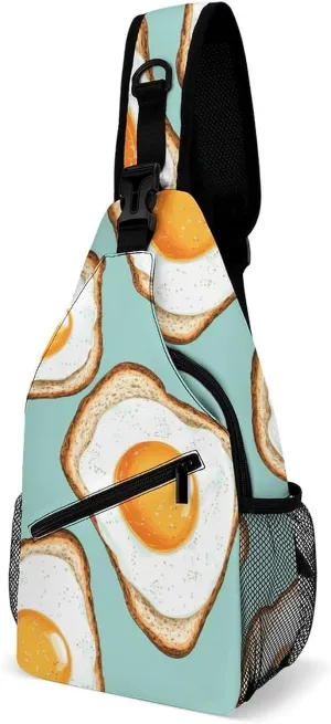 Fried Eggs And Bread Casual Sling Bag Backpack Travel Shoulder Chest Crossbody Bags Adjustable Daypack Unisex