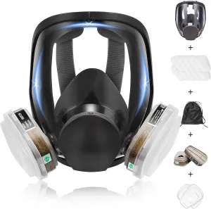 Full Face Respirator Mask, Gas Masks Survival Nuclear and Chemical, Gas Respirator with Activated Carbon Filters