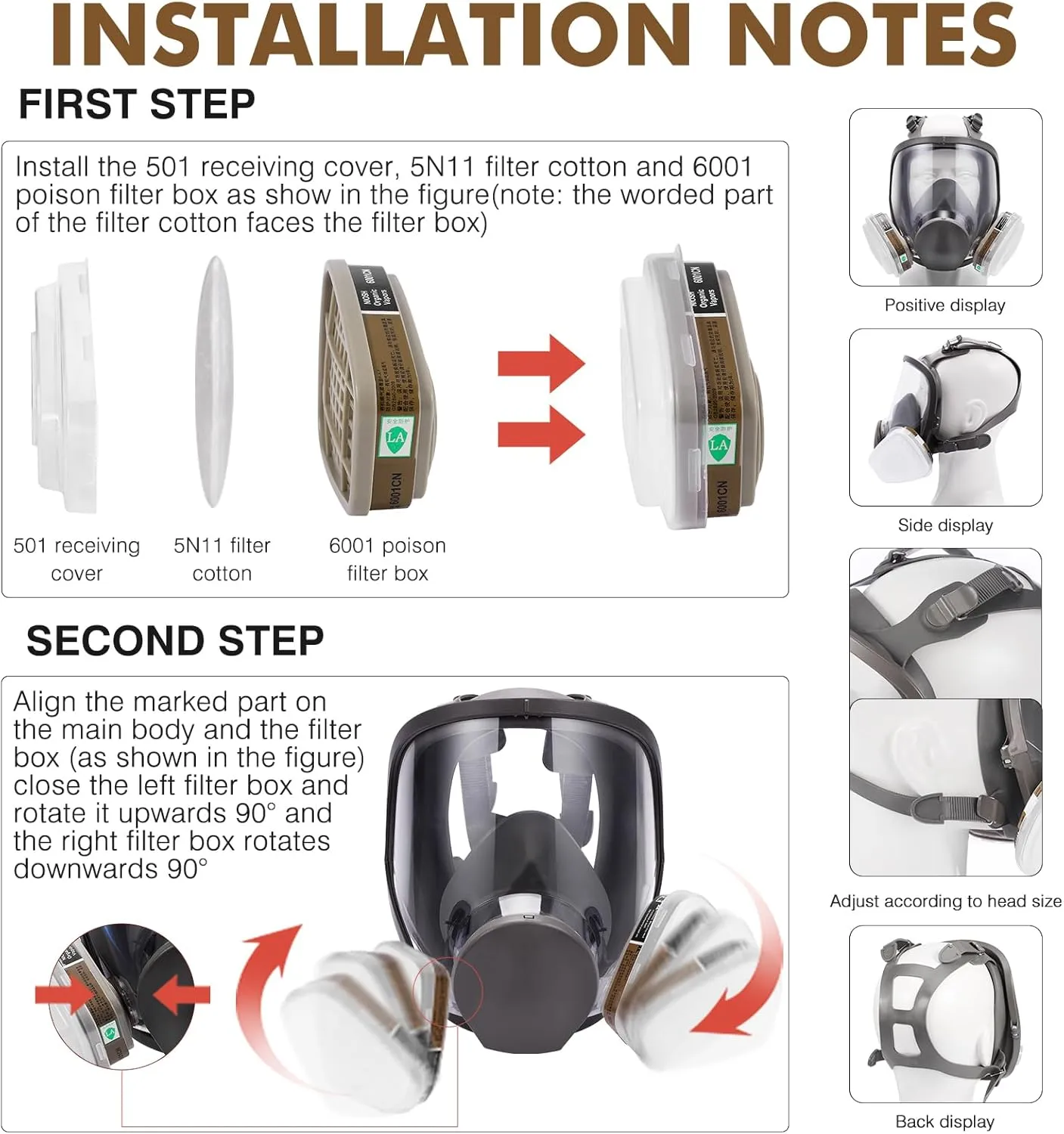 Full Face Respirator Mask, Gas Masks Survival Nuclear and Chemical, Gas Respirator with Activated Carbon Filters