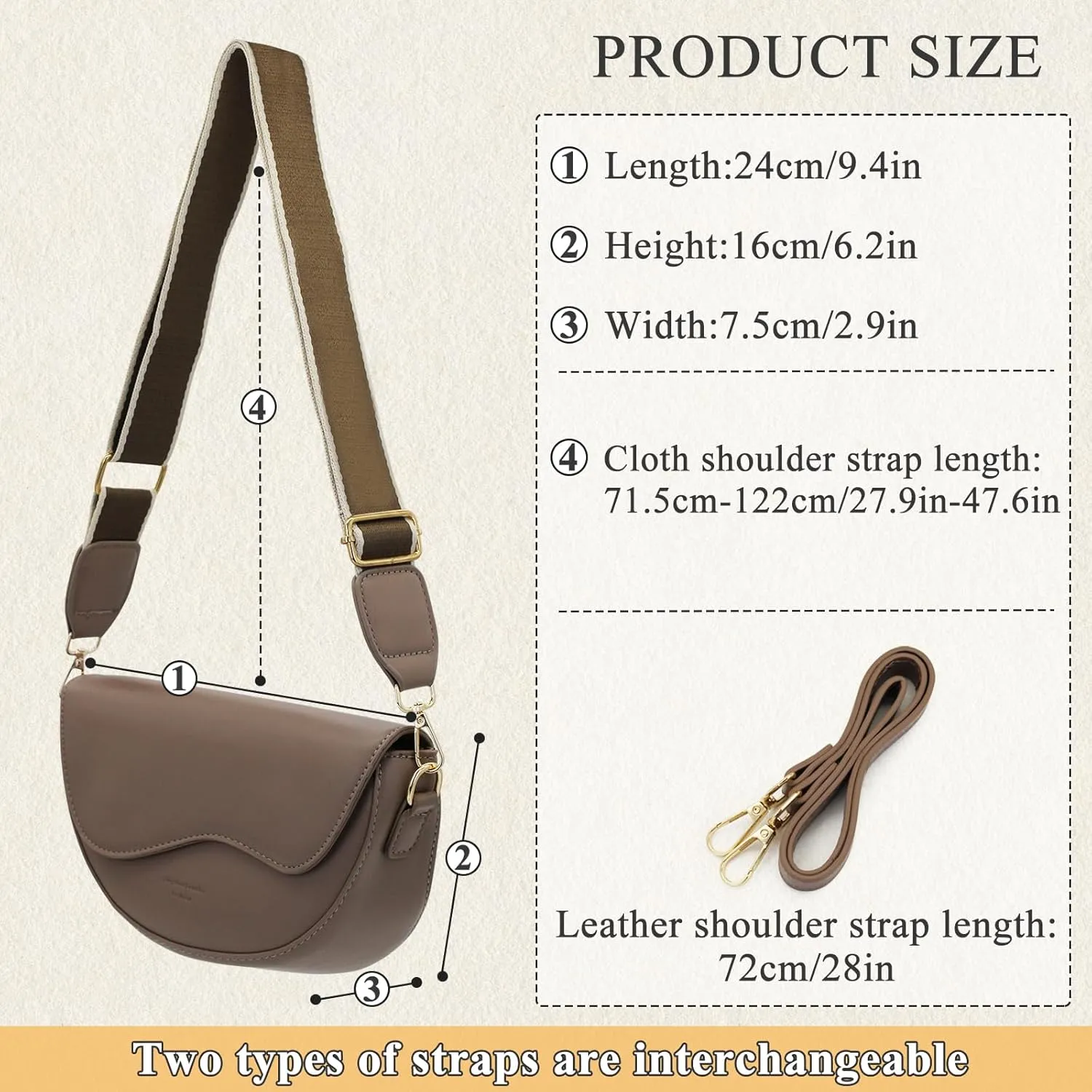 FuninCrea PU Leather Shoulder Bag for Women, Waterproof Crossbody Bags for Women Large Capacity Crossbody Purse Sling Bag