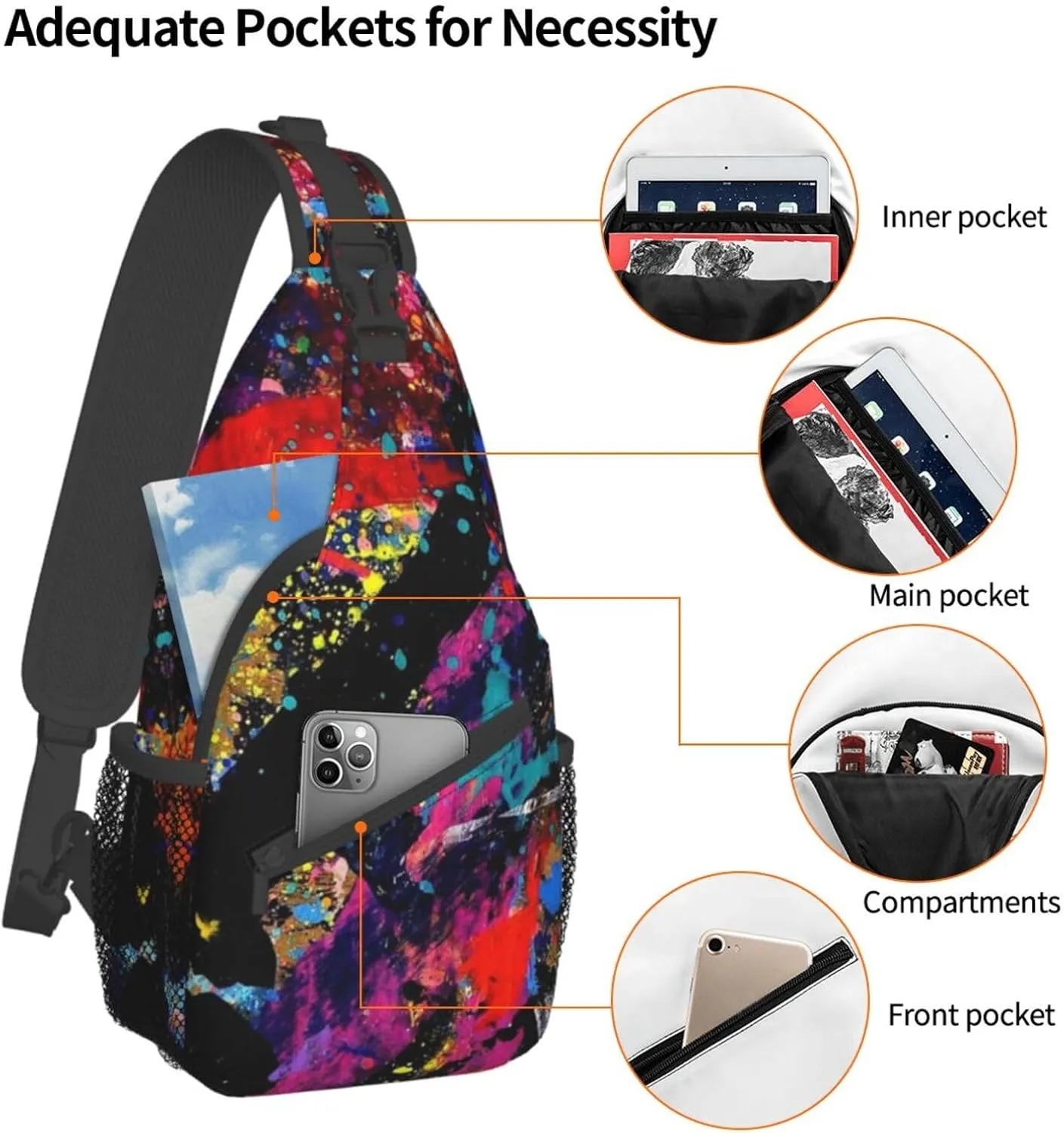 Funny Crossbody Bag Graffiti Shoulder Bag Backpack Cool Sling Bag Chest Casual Daypack for Outdoor