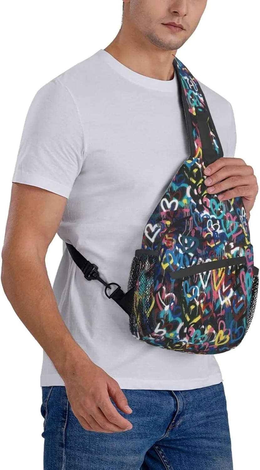 Funny Crossbody Bag Graffiti Shoulder Bag Backpack Cool Sling Bag Chest Casual Daypack for Outdoor