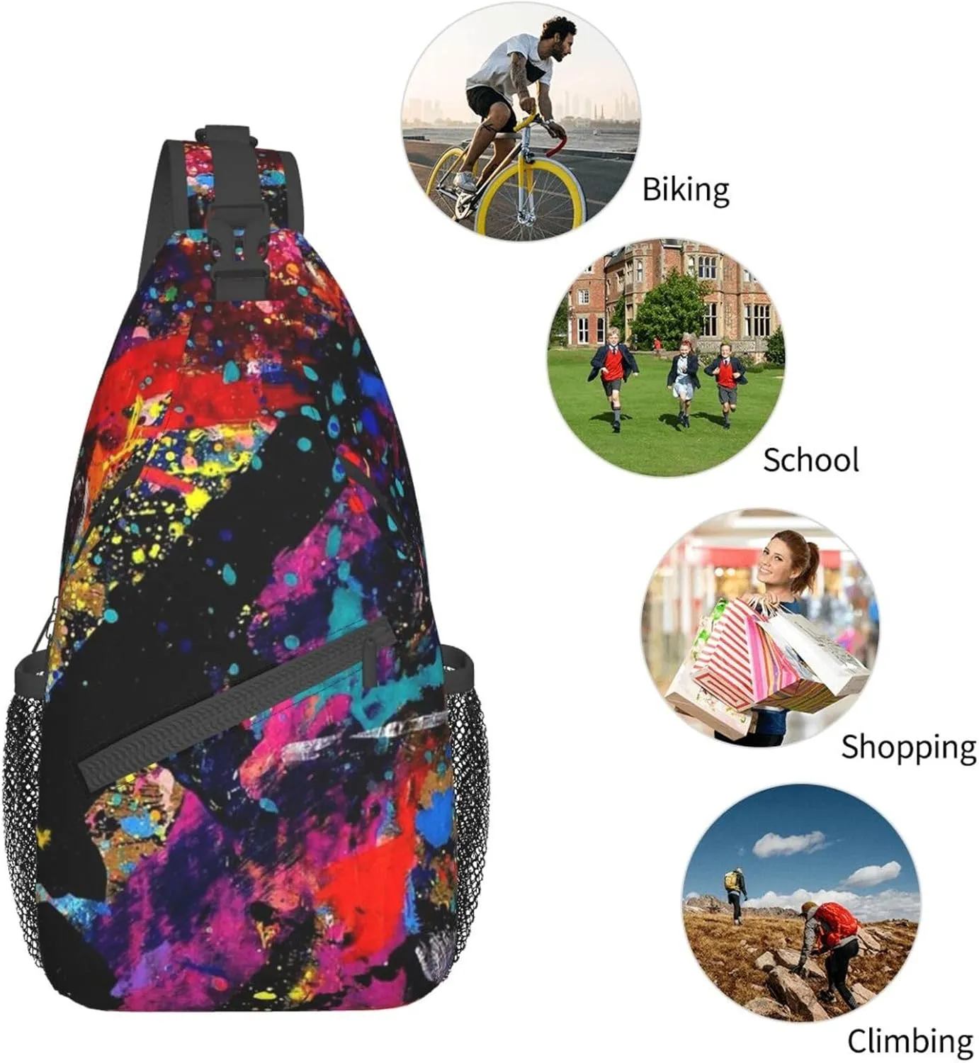 Funny Crossbody Bag Graffiti Shoulder Bag Backpack Cool Sling Bag Chest Casual Daypack for Outdoor