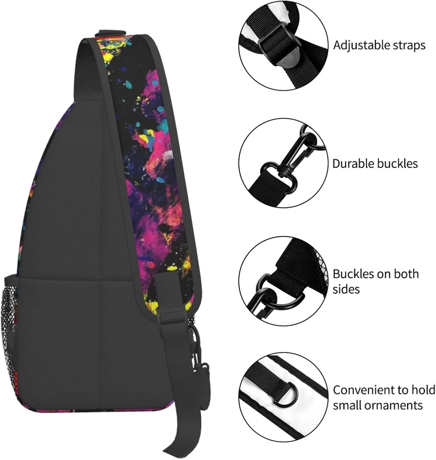 Funny Crossbody Bag Graffiti Shoulder Bag Backpack Cool Sling Bag Chest Casual Daypack for Outdoor