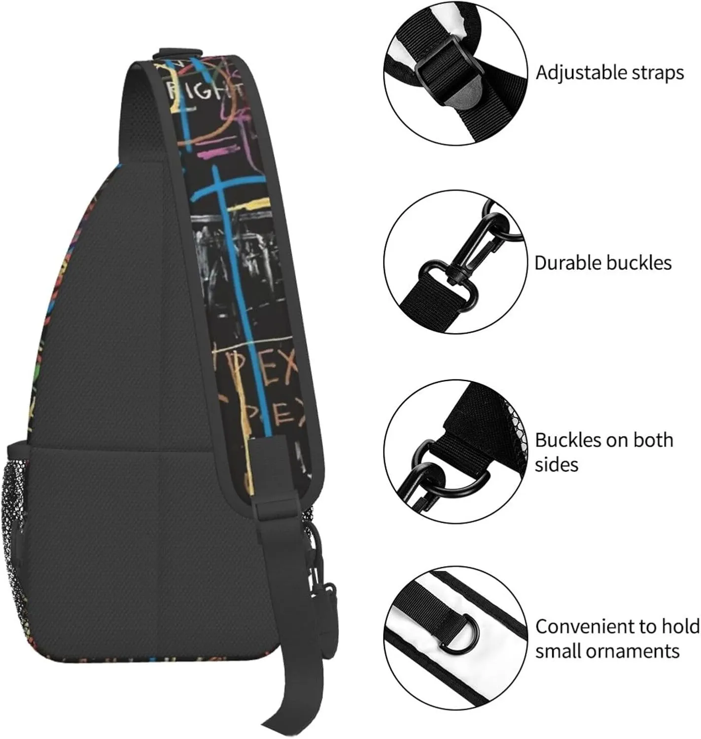 Funny Crossbody Bag Graffiti Shoulder Bag Backpack Cool Sling Bag Chest Casual Daypack for Outdoor