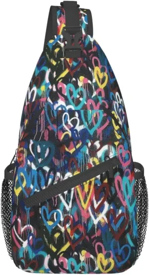 Funny Crossbody Bag Graffiti Shoulder Bag Backpack Cool Sling Bag Chest Casual Daypack for Outdoor