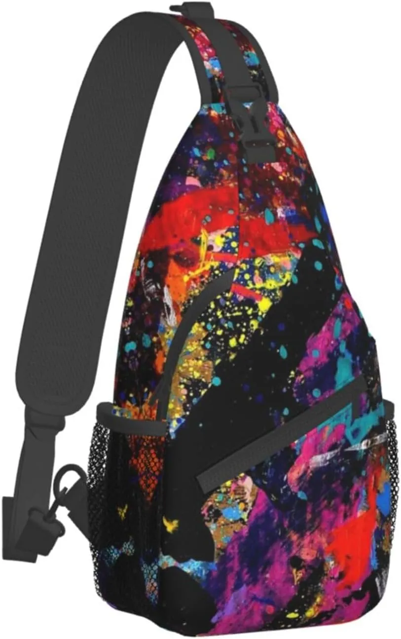Funny Crossbody Bag Graffiti Shoulder Bag Backpack Cool Sling Bag Chest Casual Daypack for Outdoor