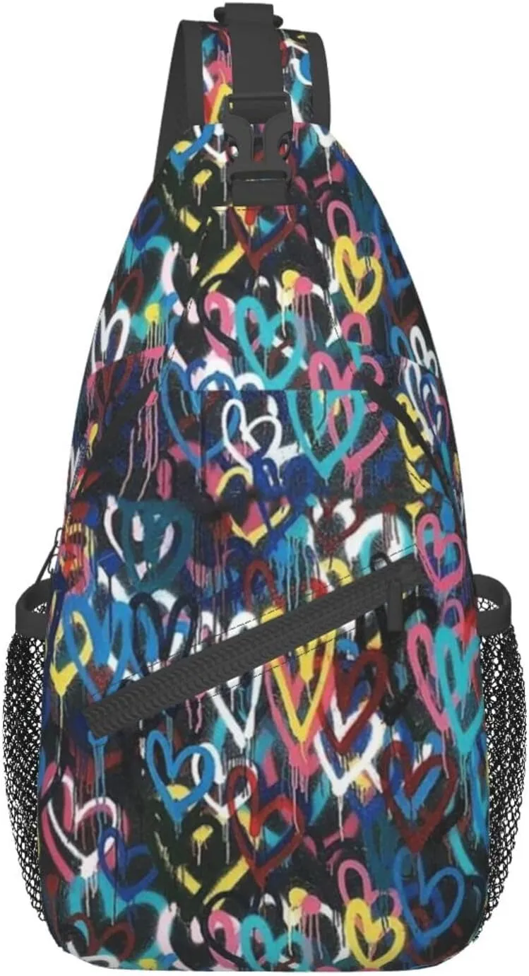 Funny Crossbody Bag Graffiti Shoulder Bag Backpack Cool Sling Bag Chest Casual Daypack for Outdoor
