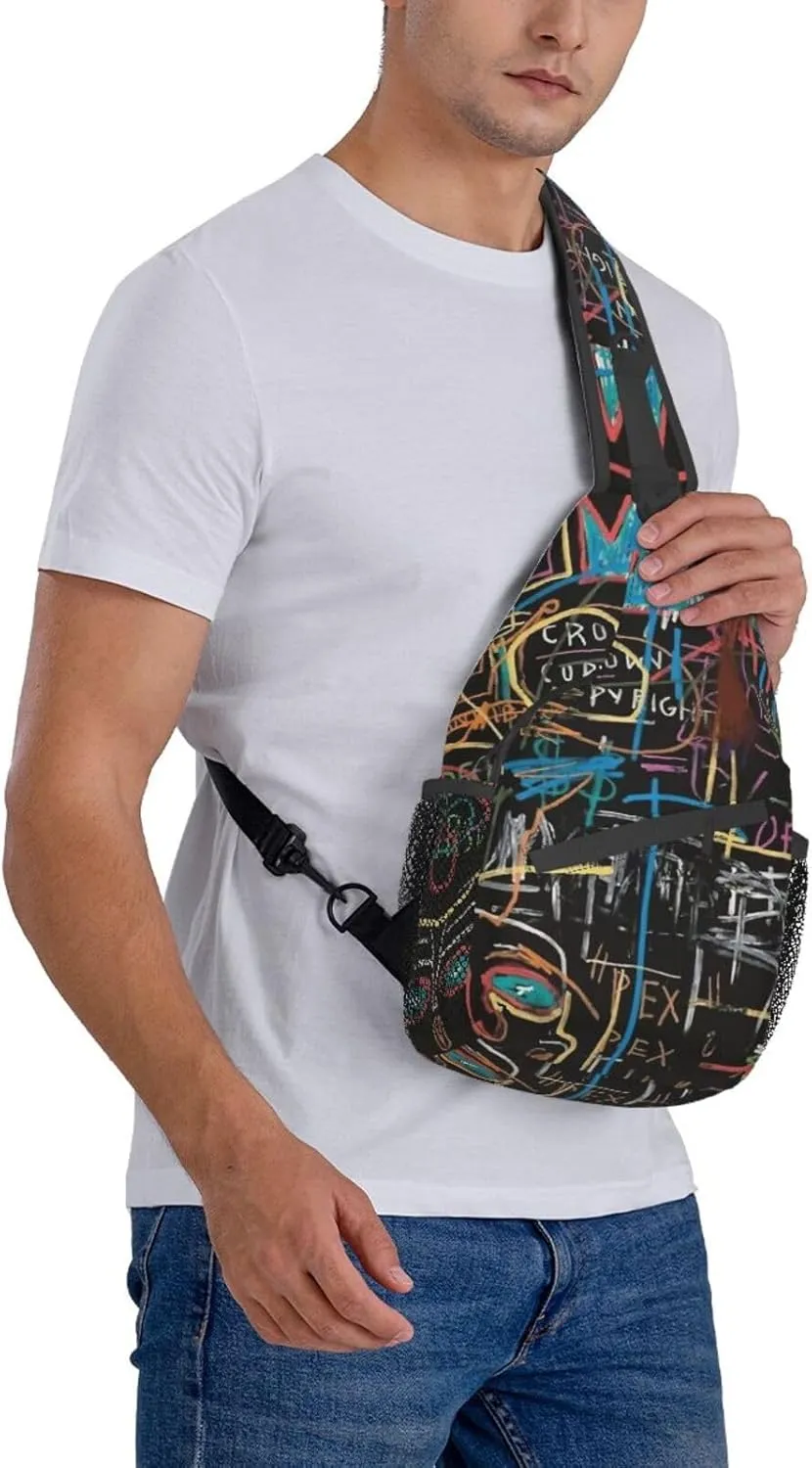 Funny Crossbody Bag Graffiti Shoulder Bag Backpack Cool Sling Bag Chest Casual Daypack for Outdoor