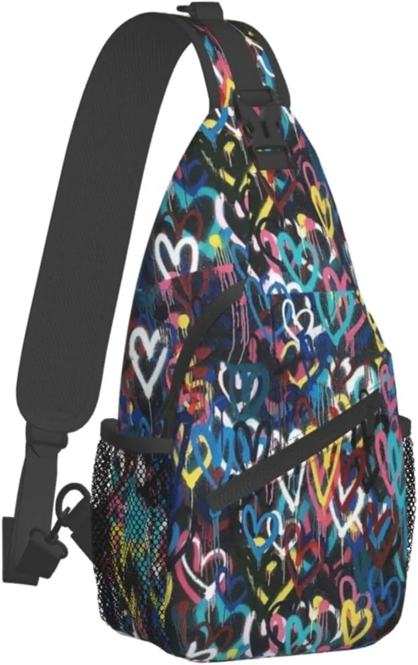 Funny Crossbody Bag Graffiti Shoulder Bag Backpack Cool Sling Bag Chest Casual Daypack for Outdoor