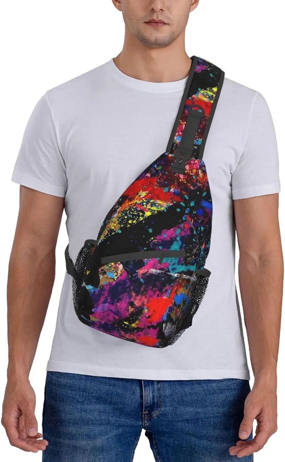 Funny Crossbody Bag Graffiti Shoulder Bag Backpack Cool Sling Bag Chest Casual Daypack for Outdoor
