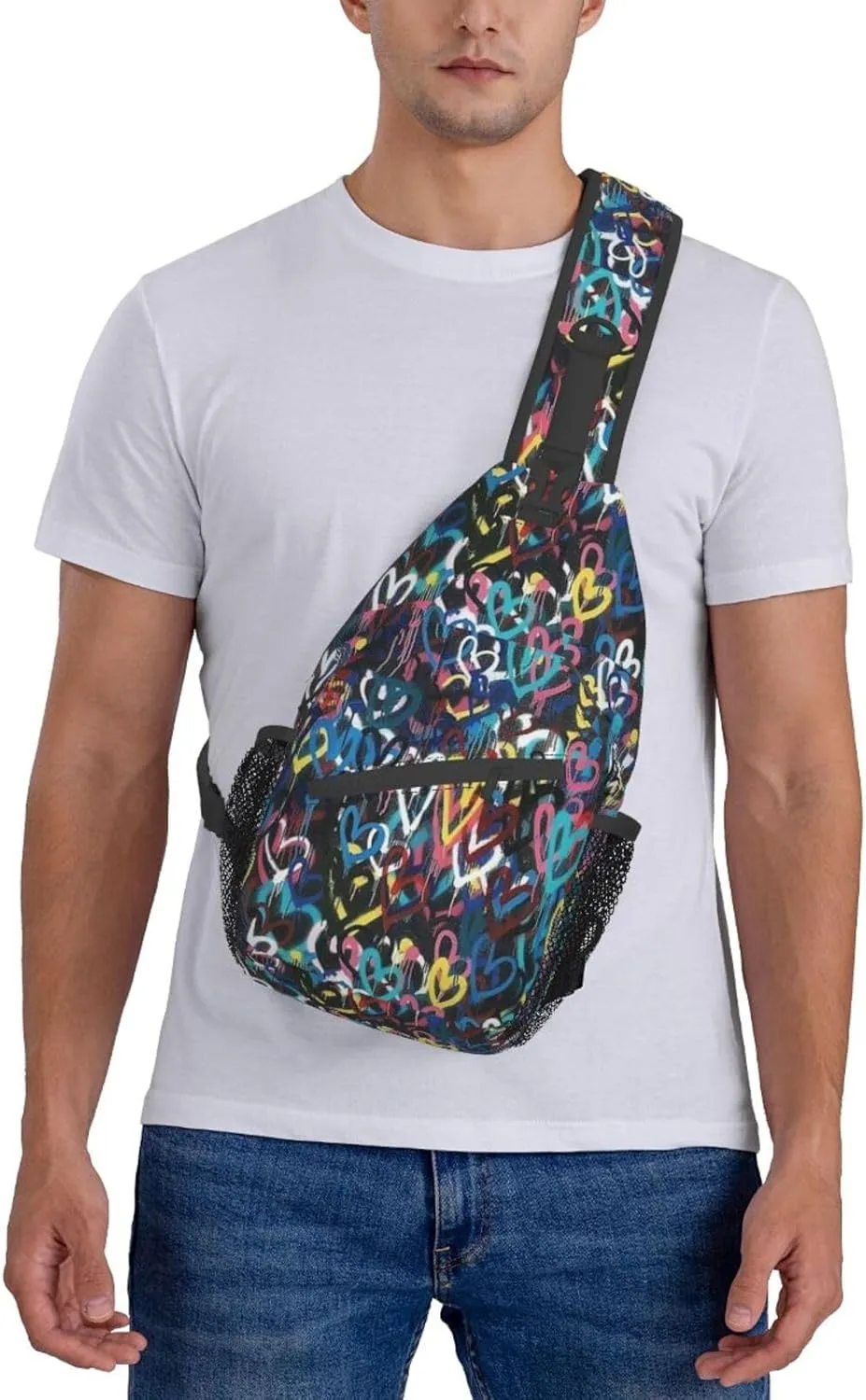 Funny Crossbody Bag Graffiti Shoulder Bag Backpack Cool Sling Bag Chest Casual Daypack for Outdoor